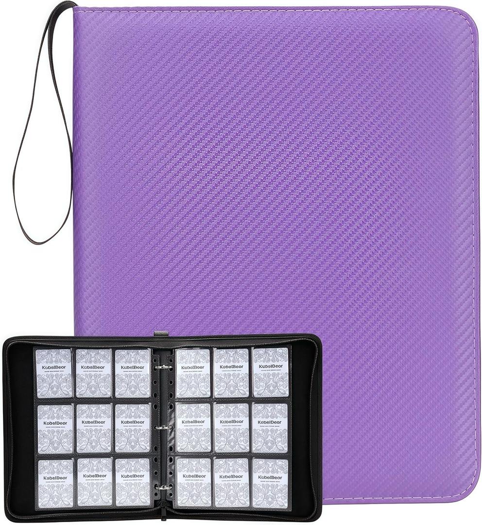 Card Binder  720 Capacity, Zippered Trading Card Holder for MTG, Sports & Collectible Cards  Acid-Free, Durable & Travel-Friendly Storage (Purpule, 9 Pocket)
