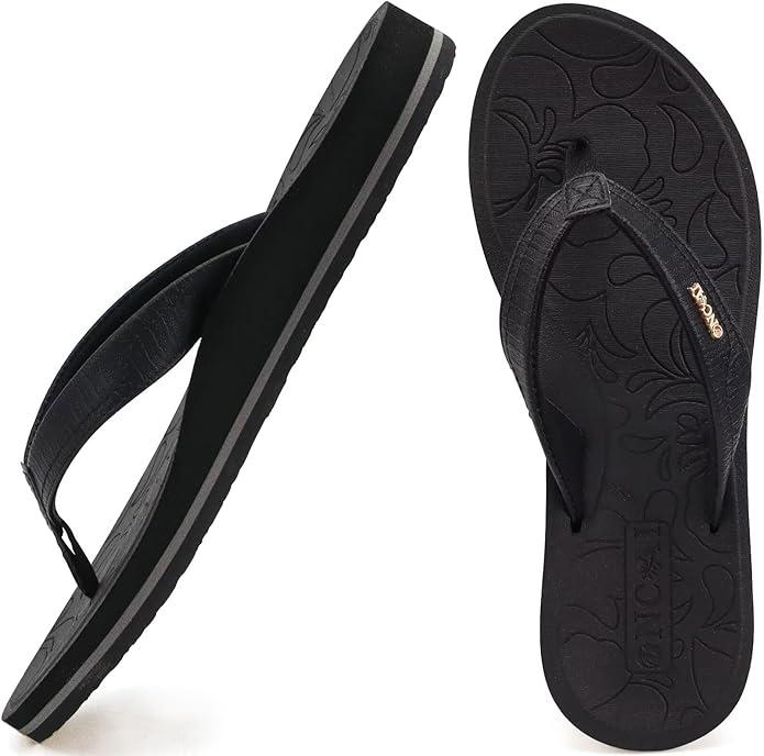 ONCAI Women's Flip Flops Comfortable Summer Beach Thong Sandals for Women with Cushion Walking Arch Support Yoga Mat Indoor Outdoor Soles, Size 40
