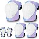 Gradient Color Kids Protective Gear Set Knee Pads for Kid 2-14 Years,W/ Adjustable Strap Kids/Youth Knee Pads Elbow Pads Wrist Guards Set for Inline Roller Skates,Cycling,BMX Bike,Skateboard,Scooter (Medium(6+Years), Blue purple)
