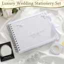 Wedding Guest Book Letters to The Bride Scrapbook Wedding Memory Book Bridal DIY Blank Paper Scrapbook Photo Album Guest Sign with Pearl Stickers (8.5 x 7 Inch,Classic,Silver)