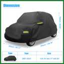 Motoforti for Fiat 500 2007-2022 Cover Waterproof Car Cover Outdoor Full Car Cover All Weather Protection Rain Sun Protection with Zipper Black Long-Lasting