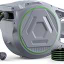 Retractable Garden Hose Reel, 5/8" x 100+6.6 FT Wall Mounted Water Hose Reel, Heavy Duty Automatic Hose Reel with 9 Pattern Nozzle, 11S Upgraded Slow Rewind & 180 Swivel for Outside Use