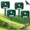 2025 Racoon Squirrel Sonic Fortress Pro Rabbit Repellent Outdoor, Solar Ultrasonic Animal Repeller Deer Deterrent with Motion Sensor&Flash Light to Scare Cat Dog Skunk Out of Garden Farm Yard(4Pack)