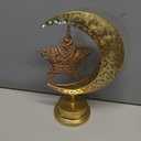 Moon Lamp with Hanging Star, Decorative Crescent Moon Night Light Battery Powered, Retro Metal LED Table Lamp for Bedroom Living Room Boho Home Decor, Gift for Women Birthday Christmas