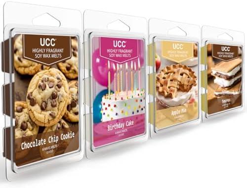 UCC Plant Based Natural Wax Melts, Strong Fragrance, Long Lasting Premium Soy Scented Melts Cubes, Wax Melts Tarts, Colored Wax Melt - 4 Pack UCC Plant Based Natural Wax Melts, Strong Fragrance, Long Lasting Premium Soy Scented Melts Cubes, Wax Melts Tarts, Colored Wax Melt - 4 Pack