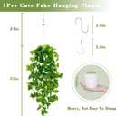 BLEUM CADE 1pcs Fake Hanging Plants Kit with Pot and Plant Hanger, Artificial Pothos Vines Hanging Potted Plant Greenery for Home Living Room Indoor Outdoor Decor