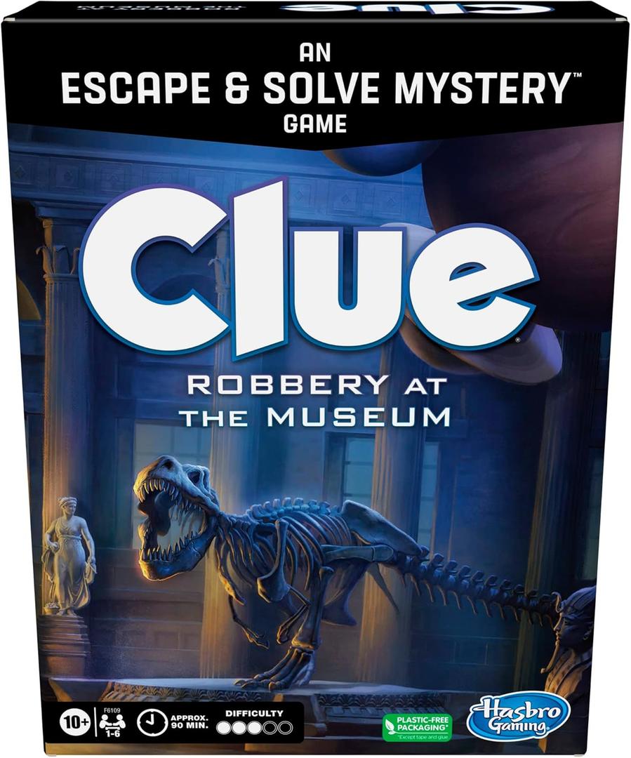 Hasbro Gaming Clue Board Game Robbery at The Museum, Escape Room Game, Murder Mystery Games, 1-6 Players, 10+