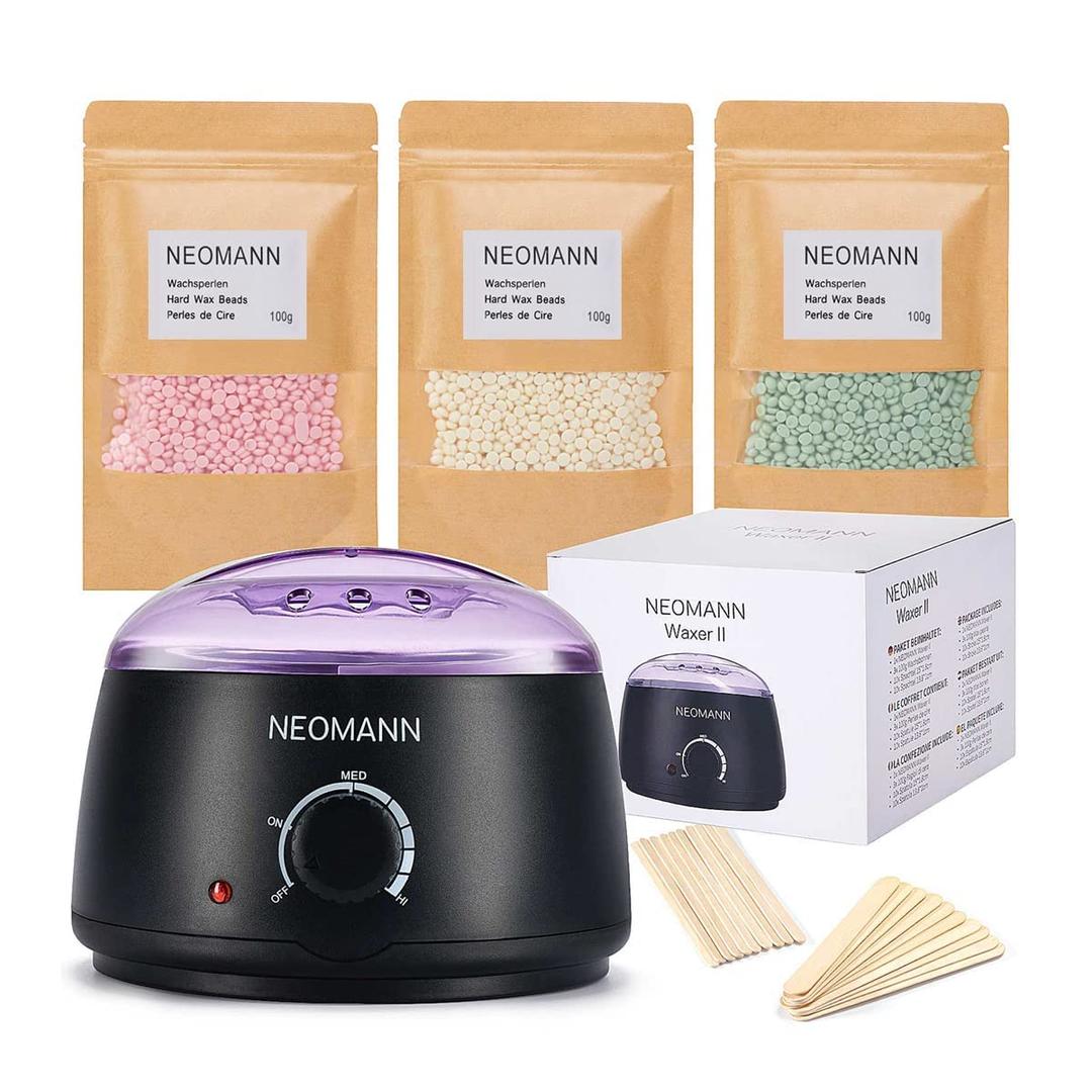 Waxer II Waxing Kit for Women and Men Non-Sticky, Teflon-Coated - Wax Warmer for Hair Removal incl. 300g Wax Beads, 20 Spatulas (0.04 Ounce (Pack of 24)