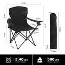 SUNNYFEEL Portable Camping Chair with Side Pockets & Cup Holder 300LBS Capacity Padded Portable Outdoor Chair, Carry Bag Included, Great for Camping, Tailgating, Firepits, Patio, & More Black