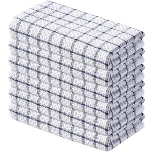 Homaxy 100% Cotton Kitchen Towels 6 Pack-15 X 25 Inches, Check Design Waffle Weave Hand Tea Towels, Super Soft and Absorbent Dish Towel for Drying Dishes, Navy Blue
