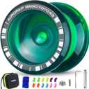 MAGICYOYO Crystal Yoyo K3 Aurora-p, Responsive Yo-yo for Kids 8-12, Pro Finger Spin Trick Yo yo for Advanced, with Unresponsive Bearing with 12 Strings + Square Storage Bag (Dark Green)