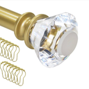 Gold Shower Curtain Rod 34-82 Inch, Tension Shower Curtain Rod No Drill-Adjustable 34-82 Inches with 12 Shower Curtain Rings-No Drill, Rust Proof, Non-Slip with Acrylic Finials