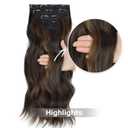 Vigorous Clip in Hair Extensions Black&Dark mix light brown Hair Extensions Clip ins 4PCS Thick Synthetic Wavy hair for Women