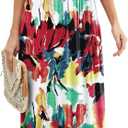 GRECERELLE Women Summer Casual Maxi Long Dress Short Sleeve Crew Neck with Pockets, Size S-3XL (M)