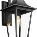 Emliviar 29.3 Inch Trendy Outdoor Wall Sconce, Large Exterior Wall Light for Porch Patio, Clear Glass in Black Finish, XE292B-L BK