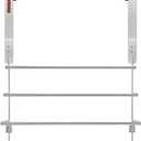 Over The Door Towel Rack, 304 Stainless Steel Towel Racks for Bathroom with 3-Tier Adjustable Pole, 2 Punch-Free Screw Stickers, 22.83 * 17.71-29.52 * 6.14 Inch, Silver