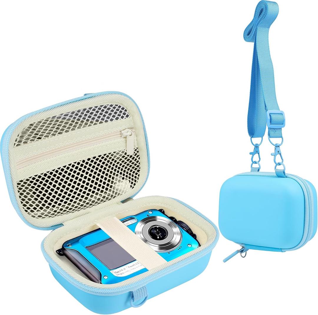 Leayjeen underwater camera case Compatible with YISENCE/HICSHON Waterproof Digital Camera Underwater Camera Full HD 2.7K 48 MP Video Recorder and More Accessories-Blue(Case Only)