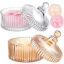 Tioncy 4 Pcs Large Body Powder Puff and Container Extra Large Body Powder Puff Dish Soft Washable Reusable Fluffy Makeup Sponge Wet Dry(Simple,Clear and Amber)