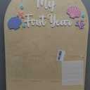 Mermaid Monthly Wooden Photo Board - Under The Sea 1st Birthday Party Decoration, Ocean Themed Milestone Board, 12-Month Photo Frame, Underwater World 1-12 Month Milestone Photo Board