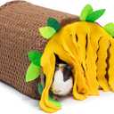 Guinea Pig Tunnel House - Small Animal Hideout Tube Cage House for Hamster Rat Mice Parrot Chinchilla Hedgehog Flying Squirrel - Playing Sleeping Resting Fleece Warm Bed Plush Nest Habitats (Brown)