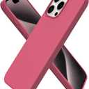 ORNARTO Compatible with iPhone 15 Pro Max Case 6.7", Slim Liquid Silicone 3 Layers Soft Gel Rubber Shockproof Protective Phone Cover with Anti-Scratch Microfiber Lining-Desert Rose