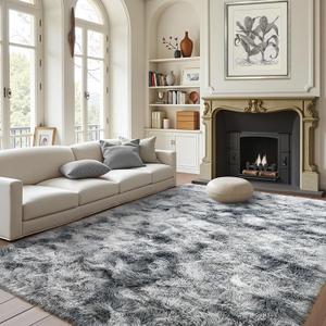 FinRec Soft Grey Rugs for Bedroom Living Room, 4x6 Feet Fuzzy Shaggy Area Rug, Non-Slip Fluffy Furry Shag Rug for Nursery Kids Room Dorm Room Home Decor, Indoor Plush Floor Carpet (Tie-dye Grey)
