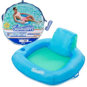 SwimWays Spring Float Premium SunSeat Pool Chairs, Inflatable Pool Floats Adult with Fast Inflation for Ages 15 & Up, Sky Blue