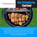 SnS Grills Slow N Sear Cast Iron Drip 'N Griddle Pan 22", 3-in-1 Versatile Grill Accessory for Searing, Griddle and Drippings - Fits Weber & Similar 22 Kettle Grills