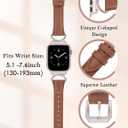 Minyee Leather Bands Compatible with Apple Watch Band 38/40/41/42/44/45/46/49mm Women, Slim Thin Dressy Designer Strap with C-Shape Metal Buckle for iWatch Series 11 10 9 8 7 6 5 4 SE/Ultra 3 2 1 (Brown/Starlight)