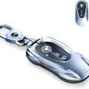 for Mercedes Benz Key fob Cover with Metal Keychain Case Key Shell Protector Compatible with 2020-2024 S-Class G-Class E-Class EQE EQS Accessories (Fashion Silver for Benz-C)