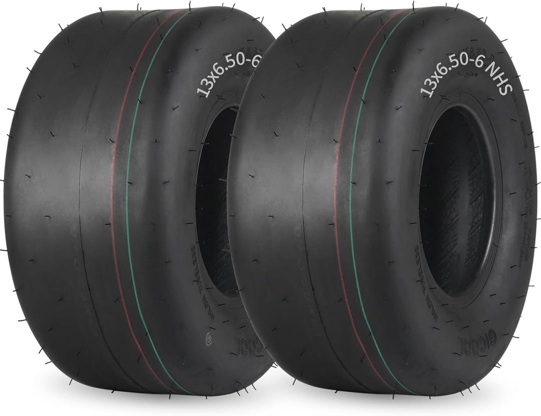 GICOOL (2 Pack) 13x6.50-6 Tubeless Lawn Mower Tire, 13x6.5-6 Riding Zero Turn Lawnmower Smooth Turf Tyre, 4 Ply
