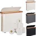 Toilet Paper Storage Basket with Lid - The Ultimate Bathroom Organizer, Free Standing Toilet Paper Holder for Up to 9 Mega Rolls, Toilet Tissue Storage Bin with Handle for RV Closet, Beige