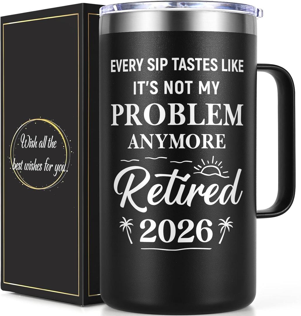Qtencas Retirement Gifts for Men, Every Sip Tastes Like It's Not My Problem Anymore 20oz Insulated Coffee Mug, Goodbye Gift, Farewell Gifts for Men Friends Coworkers Dad Grandpa