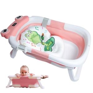 Rylor Baby Bathtub for Newborns & Infants 012 Months  Foldable, Compact, NonSlip Bath Tub with Adjustable Cushion  Safe & Comfortable Bath Seat  Perfect for Home & Travel (Pink)