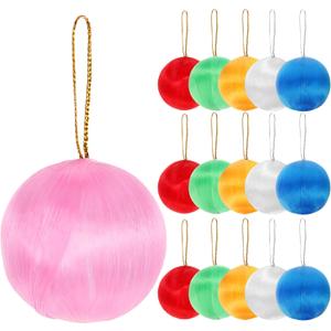 PRETYZOOM Colorful Silk Thread Ball Christmas Ornaments Pendant 1.57 Inch Decorative Balls for Holiday Tree and Party Decorations