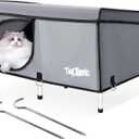 Outdoor Cat House Elevated,Insulated Feral Cat House Outdoor for Winter,Waterproof Cat Bed with Cozy Cushion (Grey, Large)