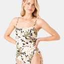 Roxy Women's One-Piece Swimsuit Side Tie Tummy Control Bandeau Bathing Suit, Quick-Dry Fabric (M)