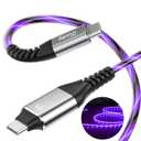 USB C to C 6ft 60W 3A Fast Charging LED Cable for iPhone 15/15 Pro/15 Plus/15 Pro Max/iPad Pro 2022/Air, Samsung S23 (Purple)