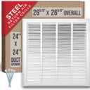 Fits 24x24 Duct Opening | Steel Return Air Filter Grille by Handua [Removable Door] for 1-inch Filters | Vent Cover Grill | White | HVAC Cold Air Intake Grille | Out Dim: 26 5/8"W X 26 5/8"H