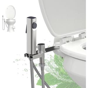 RV Bidet Sprayer with Stainless Steel Holster, Side-Mounted Handheld Bidet with Hose, RV Fitting, Shut-Off Handle, for Motorhomes, Travel Trailers & Campers Toilet (Chrome-SideMount)