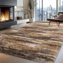 Fluffy Rugs for Bedroom Living Room, 4x6 Feet Abstract Brown Shag Area Rugs, Non-Slip Indoor Modern Fuzzy Plush Floor Carpet for Dorm Nursery Kids Room Decor, Soft Shaggy Throw Rug