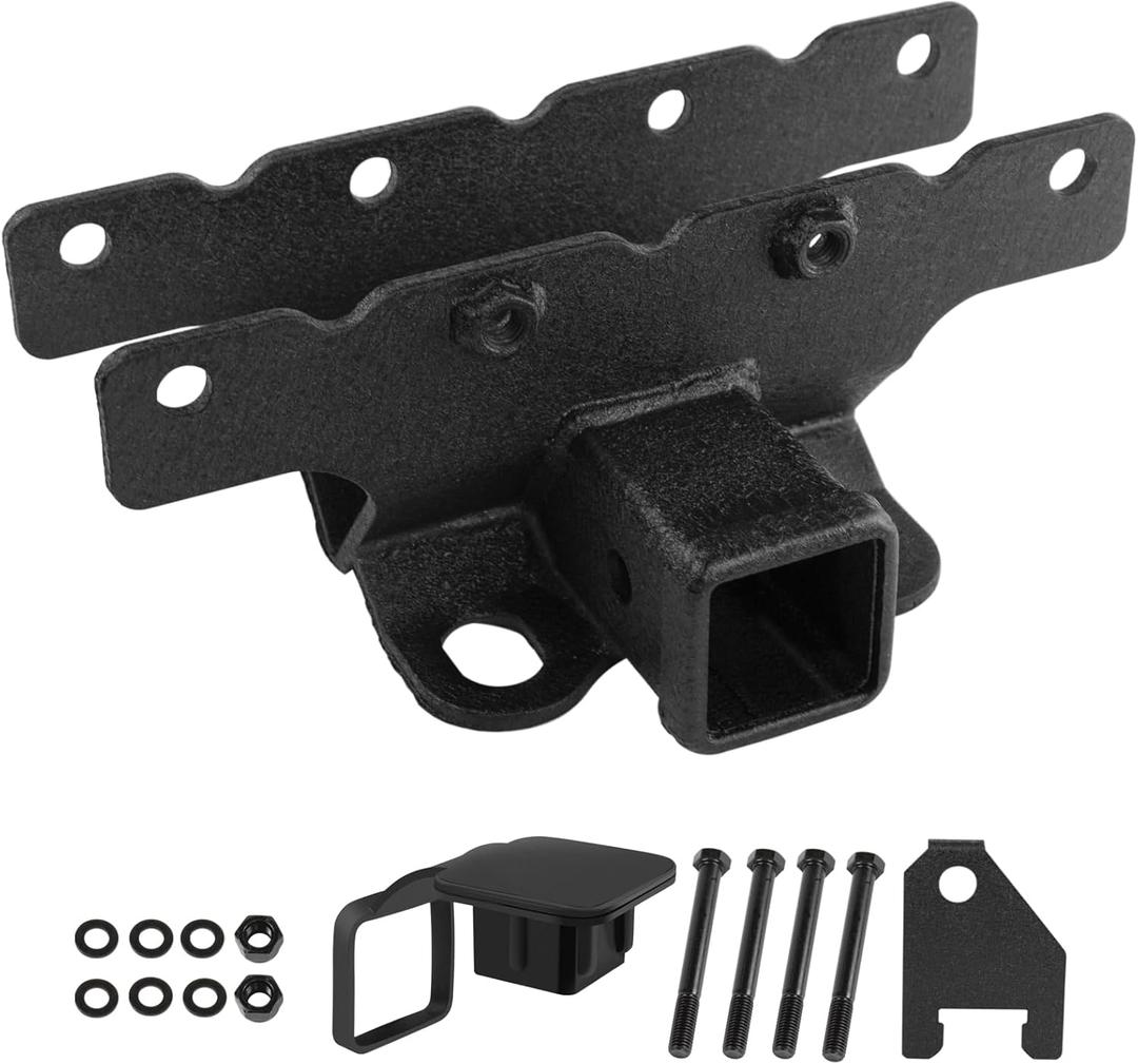 Wrangler Trailer Tow Hitch Kit - 2 Inch Rear Bumper Receiver Compatible with 2018-2024 Jeep Wrangler JL JLU 4 and 2 Door Unlimited Accessories, Metal Black Towing Trailer Hitch with Cover