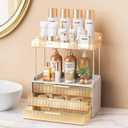 Anylady Bathroom Organizers and Storage, Makeup Organizer (Sturdy Durable Attractive), Ideal for Vanity, Countertop, Counter, Perfume, Skincare, Cabinet, Cosmetic, Dresser Organizer (Gold) (3 Drawers)