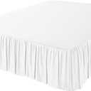 Amazon Basics Ruffled Bed Skirt, Classic Style, Wrinkle and Fade Resistant, Machine Washable, 16" Drop, Full, White
