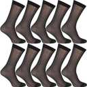 Uaussi 10 Pairs Mens Ultra Thin Dress Socks Silk Sheer Business Socks Soft Nylon Work Trouser Sox Mid Calf (One Size, Black)