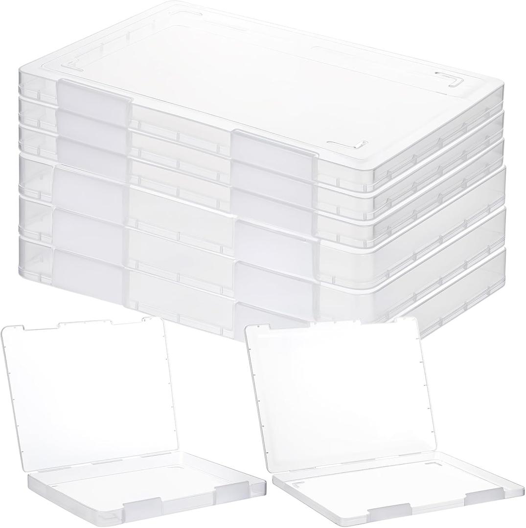 6 Pcs Clear A4 File Portable Project Case, Plastic Storage Box for 8.5" x 11" Letter Paper, Scrapbook Paper Storage Boxes Documents Magazines Holder with Buckle
