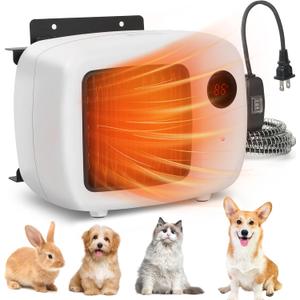 Pet House Heater with Thermostat, 300W/600W Heater for Dog Houses & Chicken Coops, PTC Heating, Overheat Protection, 6FT Anti-Chew Cord, Indoor & Outdoor Use, Up to 105 Sq Ft