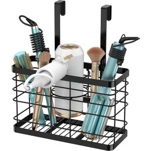 Hair Tool Organizer - Blow Dryer & Hair Dryer Holder Cabinet Door, Bathroom Organizer & Storage Basket for Styling Tools (Black-pro)