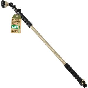 RESTMO Extra Long All Metal Telescoping Watering Wand, 180 Adjustable Ratcheting Head | 4 Spray Patterns | Thumb Flow Control, Perfect Garden Hose Sprayer to Water Hanging Baskets, Shrubs
