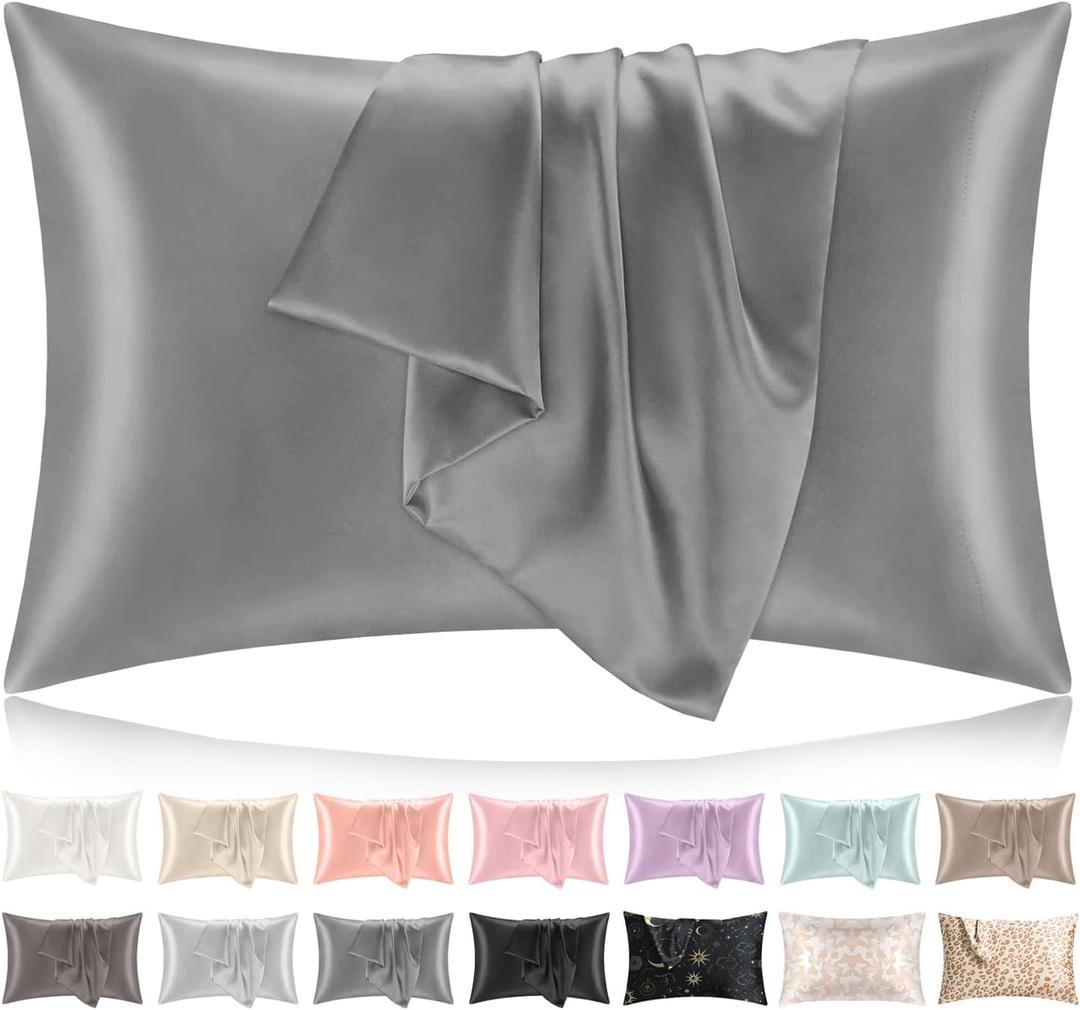 Softhour Silky Pillowcase Premium Satin Pillow Cases with Zipper Closure for Hair and Skin, King Size 20 x 36 Inches, Gifts for Women Men, Dark Gray
